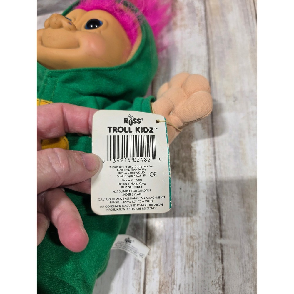 Vintage‎ Russ Troll Kidz Dino Green Dinosaur Costume Plush Doll Set 13"& 5" TLC - Picture 6 of 8